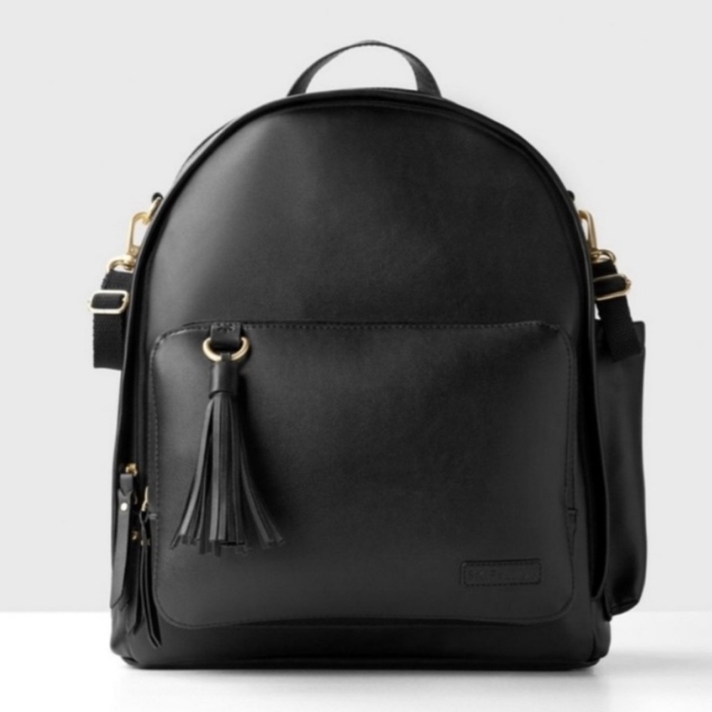 Skip Hop Vegan Leather Black Backpack Diaper bag with Tassel
